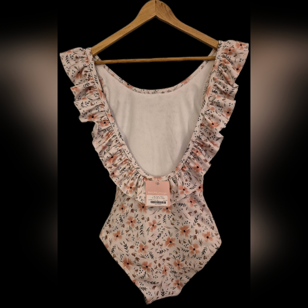 Low Back Imagine Perry Blooming Ruffle One Piece Swimsuit